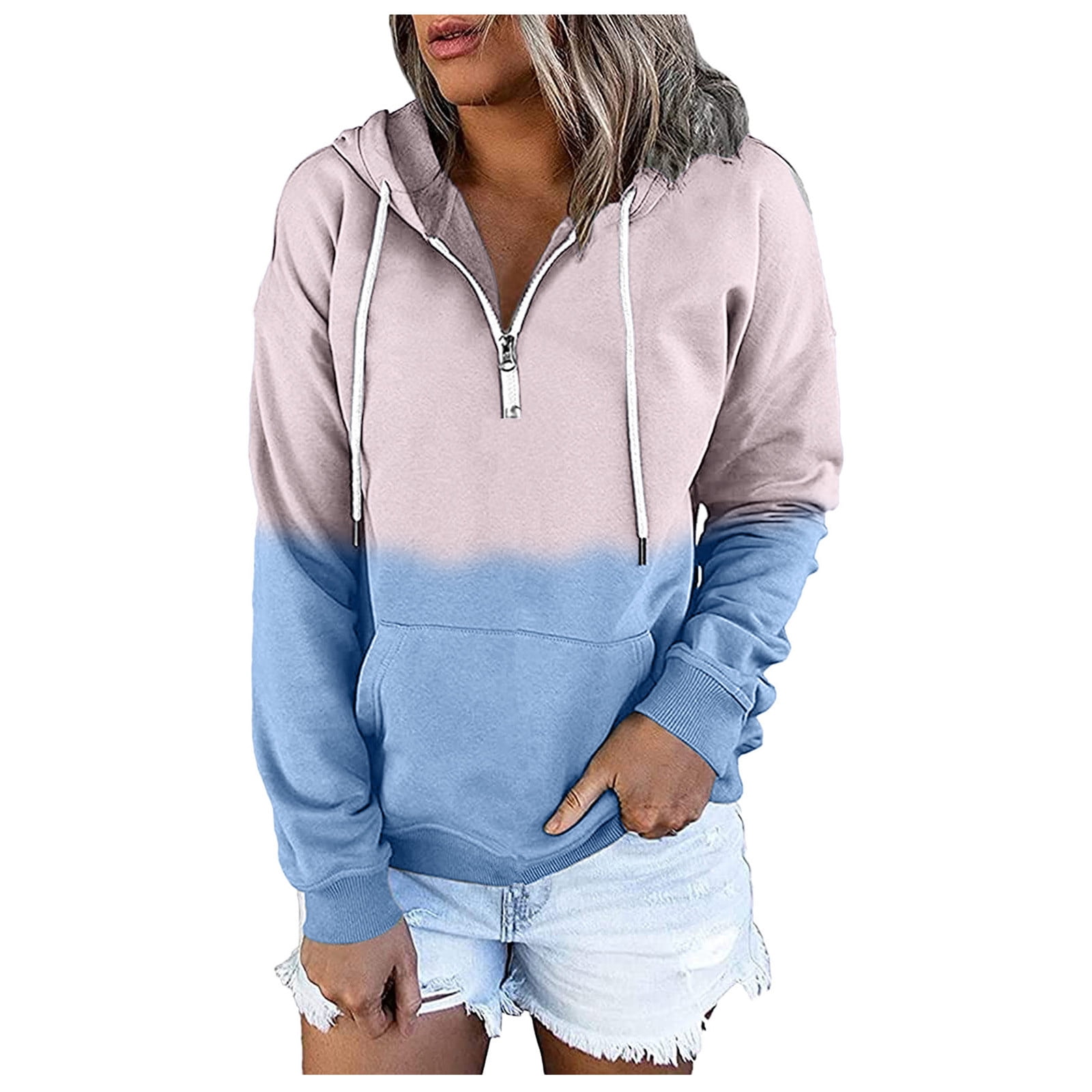 Heathered Colorblock Half Zip Sweatshirt