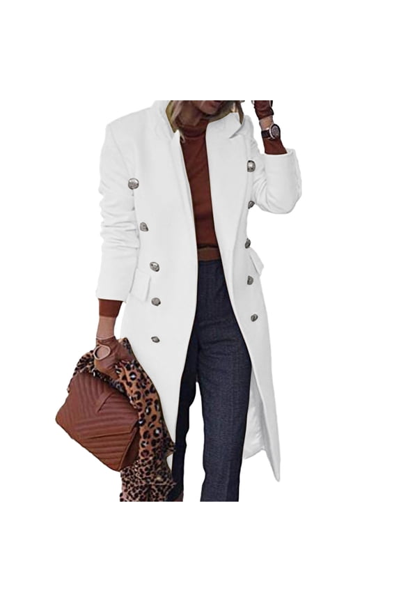 Womens Fashion Coat Wool Thin Trench Slim Long Overcoat Jacket