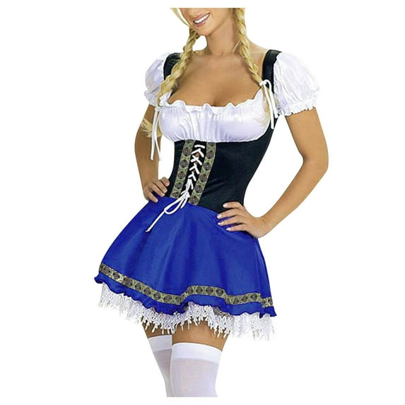 TAIAOJING Womens Fraulein Oktoberfest Dress Sculpting Stage Body Dresses German Bavarian Girl Dirndl Dress