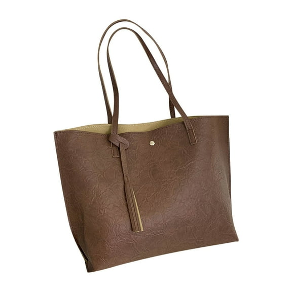 TAIAOJING Womens Handbags Ladies Fashion Shoulder Bag Solid Color Fringed Leather Large Capacity Shoulder Handbag