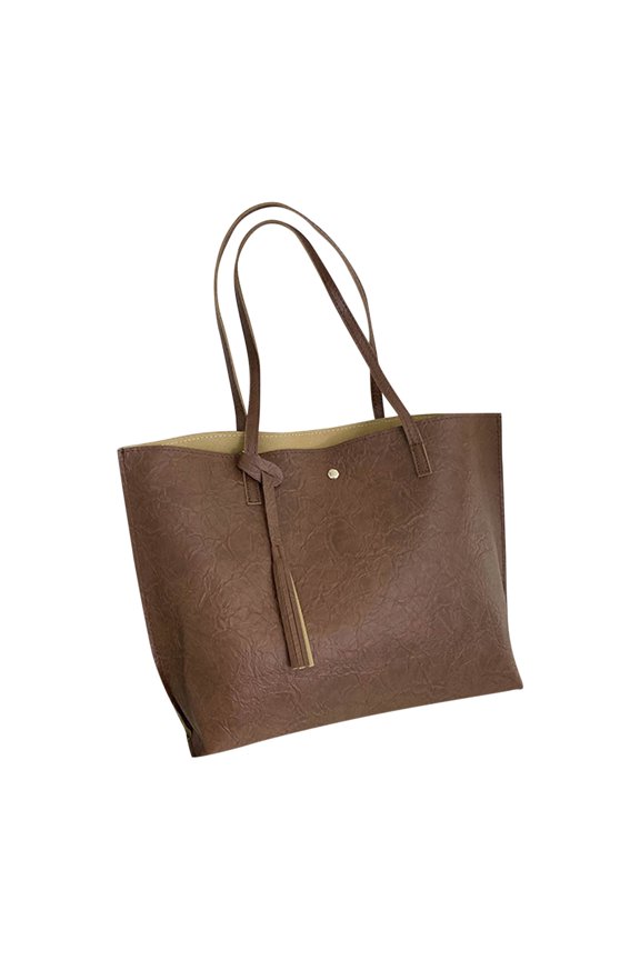 Womens Handbags Ladies Fashion Shoulder Bag Solid Color Fringed Leather Large Capacity Shoulder Handbag