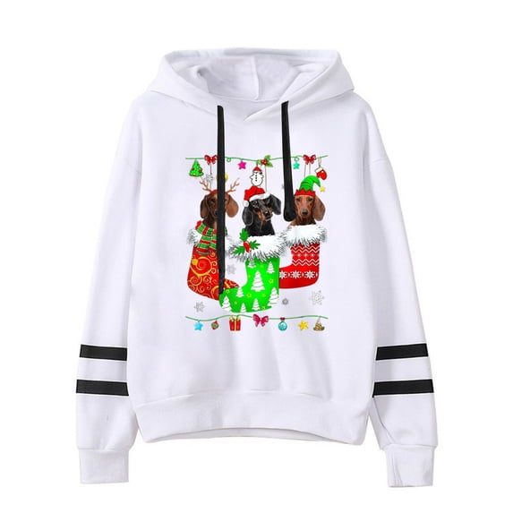 TAIAOJING Womens Hoodies Oversized Sweatshirt Christmas Dog Casual Temperament Loose Long Sleeve Sweater Fall Shirts