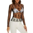 thumbnail image 1 of TAIAOJING Womens Lace Mesh Tops Summer Mesh Long Sleeve Layering Top For Neck Floral Embroidery Sheer See Through Tee Shirt Blouse, 1 of 9