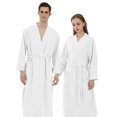 thumbnail image 1 of TAIAOJING Womens Plush Soft Robe Fluffy Ladies Men Couple Cloth Robe Sleepwear White Blue Polyester Dressing Gown Kimono Bath Robe Bathrobe For Hotel Home, 1 of 7