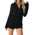 thumbnail image 1 of TAIAOJING Womens Rompers Solid Color Button Lapel Slim Long Sleeve Casual Fashion Home Romper, 1 of 7