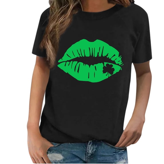 TAIAOJING Womens Tops Short Sleeves Crew Neck Letters Print Pullover Blouse Tee Tunic Blouse T-shirt Casual Tees