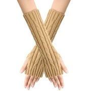 TAIAOJING Womens Winter Gloves Knitted Fingerless Gloves With Thumb Hole Unisex Warm Gloves