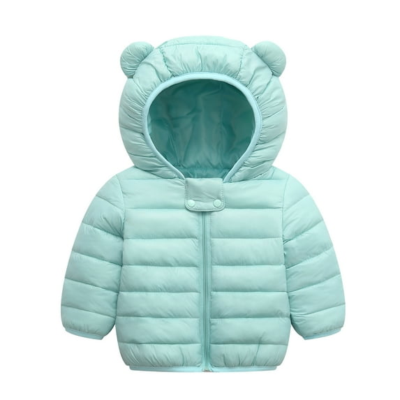 TAIAOJING Zip Up Hoodie Down Puffer Jacket for Girls Boys Toddler Boys Girls Winter Long Sleeve Solid Coat Bear Ears Hooded Thicken Windproof Zipper Warm Outerwear Jackets Parka 3-4 Years