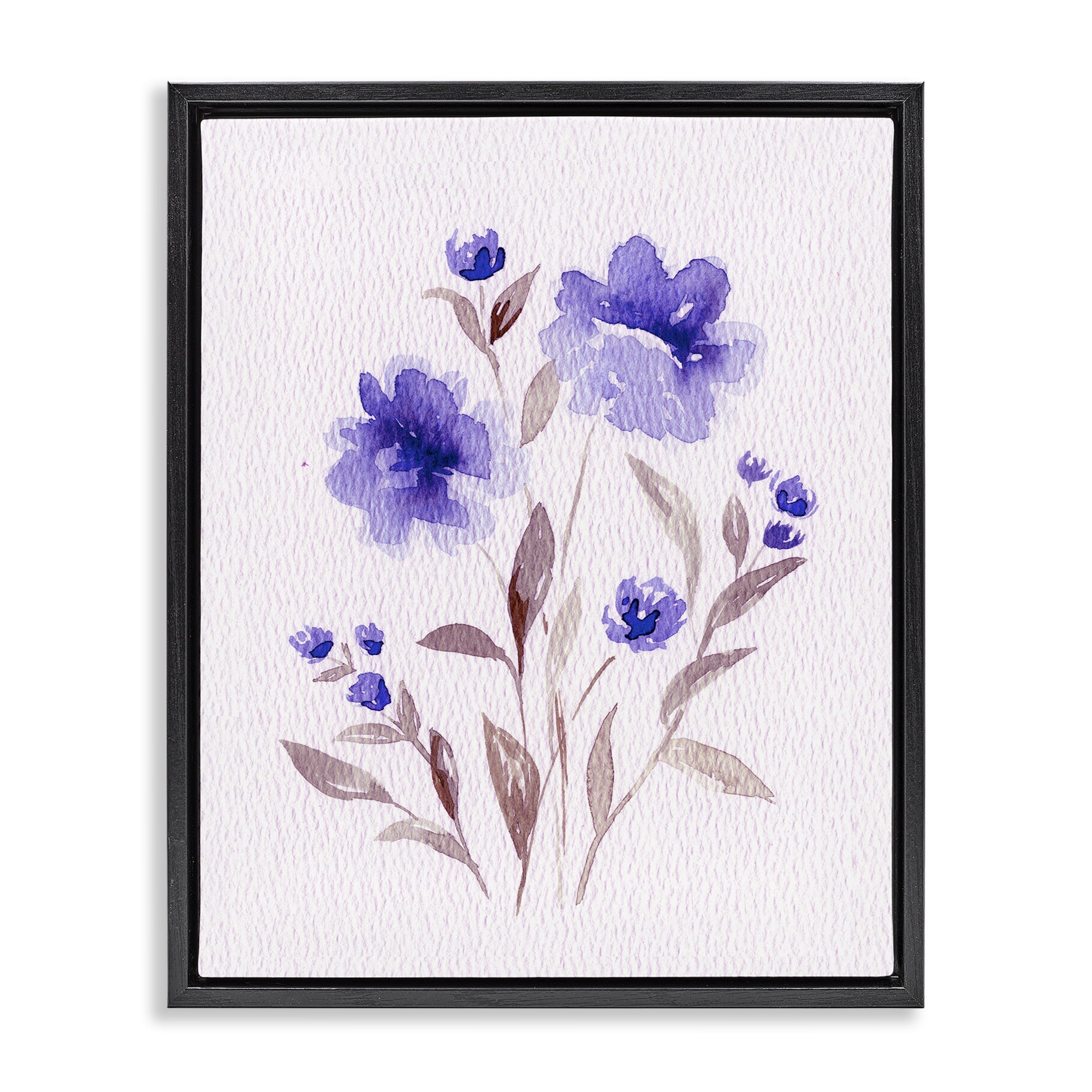 Stupell Industries Blooming Purple Flowers Black Framed Floater Canvas Wall Art, design by Leah Noel Art