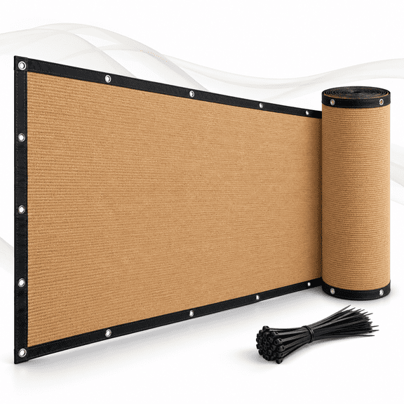 TAICHUMULING 6 ft x 50 ft HDPE Privacy Fence Screen with Zip Ties, Beige