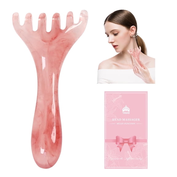 TAIHI Head Massager Manual Hair Scalp Massager Multi-Function Massage Tool Comb for Scalp & Neck, Gua Sha, Pink
