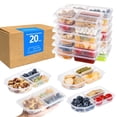 thumbnail image 1 of TAIHUIMY 20 PCS 8.8oz Reusable Snack Containers with Lids, 3 Compartment Condiment Snack Pack Containers, 1 of 7