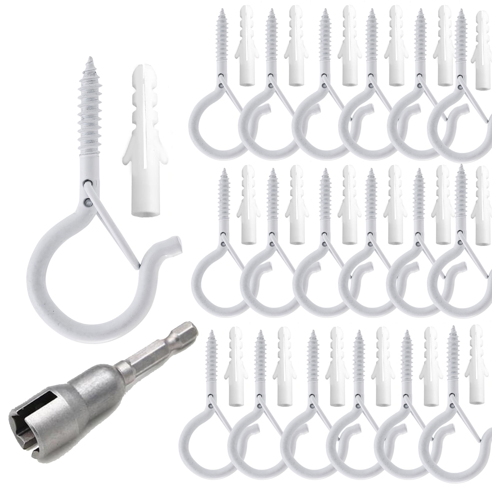 TAIHUIMY 20 PCS Q Hanger Hooks with Safety Buckle, Windproof Screw