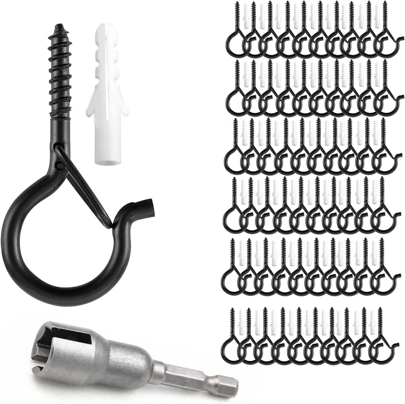 60 Pack Outdoor String Light Hooks - Screw-in Fence Clips For Hanging Garden Fairy Lights & Party Decor - View #4