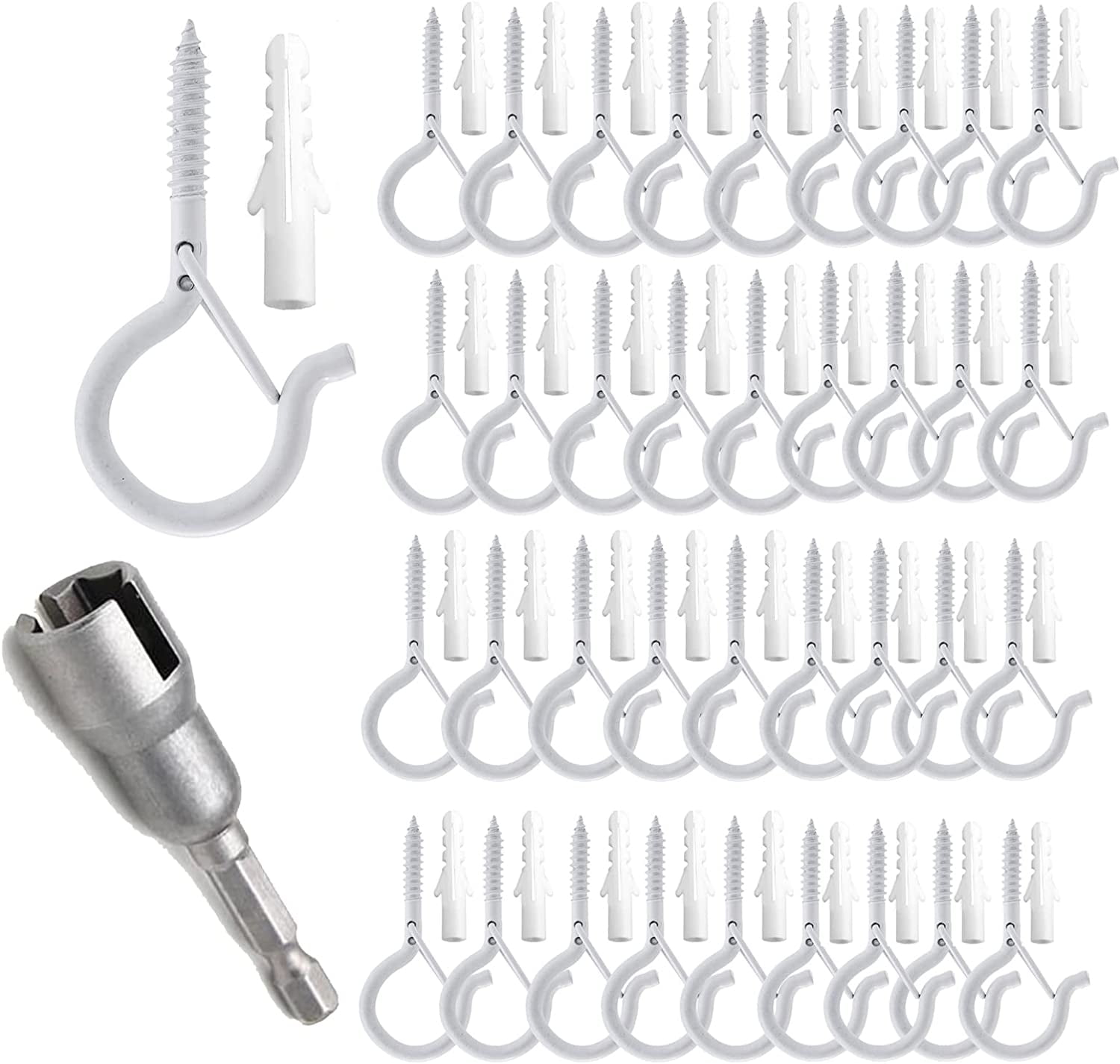 TAIHUIMY Screw Hooks for Outdoor String Lights, Eye Hooks QHanger Plants Christmas Rope Light