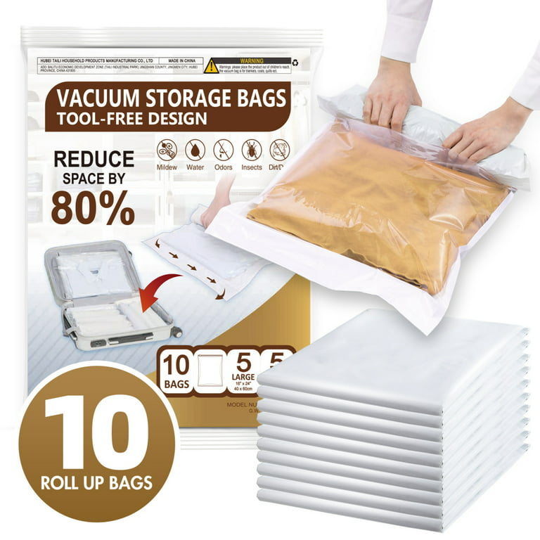Space Saving Travel Compression Bags Packing Roll Up Storage Set Of 2 