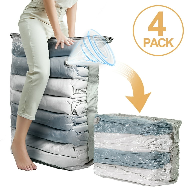 TAILI 4 Pack Jumbo Cube Vacuum Storage Bags, Extra Large Vacuum Seal Bags  for Comforters Blankets Beddings Clothes Quilts Duvets, Free Up 80% Space,  Closet Organizers, Moving Packing Storage Bags 