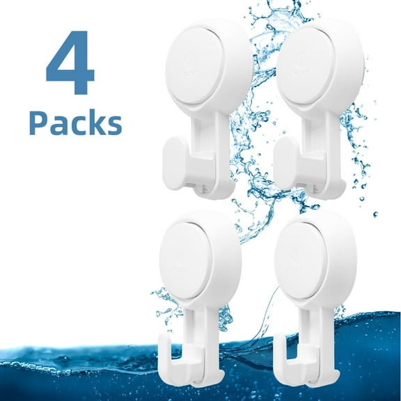 TAILI 4 Pack Suction Cup Hooks, Damage-Free, Hold 11 Lbs, Wall Hooks for Hanging, Key Holder, Over The Door Hook Hanger, Bathroom Shower Storage Hook