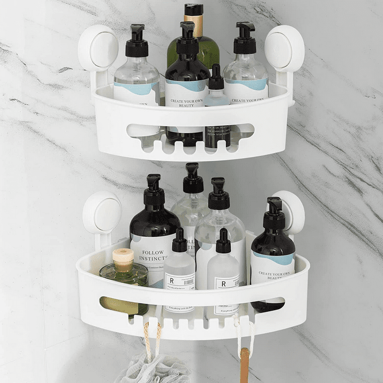 2 Pack Glass Corner Shelf for Bathroom Shower Caddy Basket Shelf Shampoo  Holder