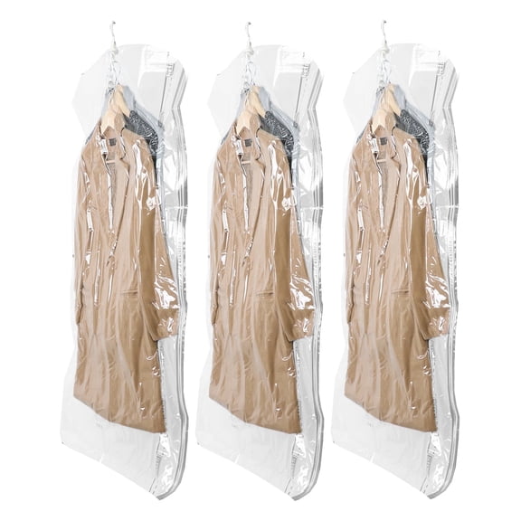 TAILI Hanging Vacuum Sealer Storage Space Saver Bags for Clothing, Suits and Jackets, Closet Organizers, 3 Pack Jumbo Clear