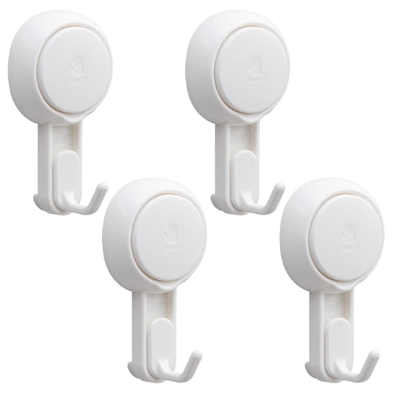 TAILI Suction Cup Hooks, Reusable Waterproof Shower Hooks, 4-Pack White