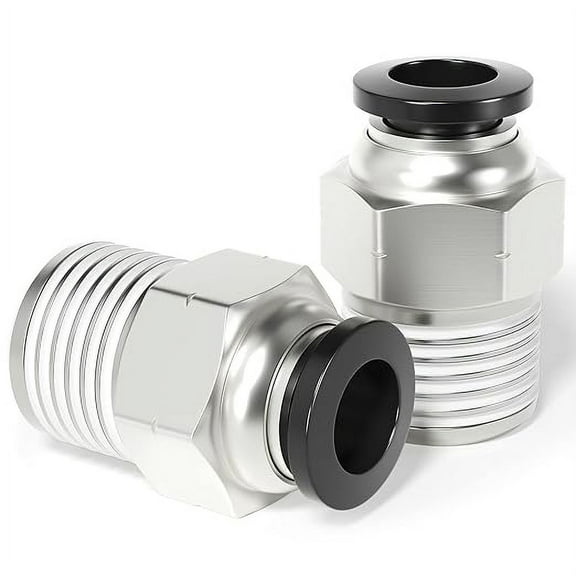 TAILONZ PNEUMATIC Male Straight 1/4 Inch Tube OD x 1/4 Inch NPT Thread Push to Connect Fittings PC-1/4-N2 (Pack of 20)