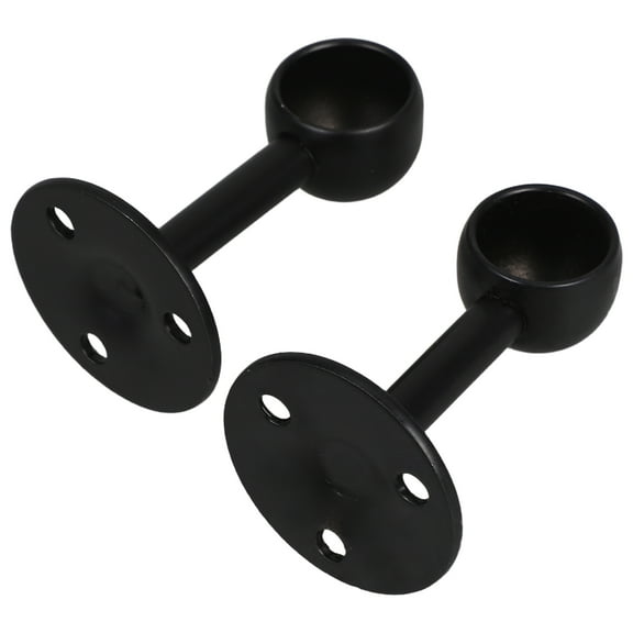 TAILTOSS 1 Pair Black Ceiling Mount Rod Bracket Stainless Steel Wardrobe Bracket High Foot Ideal For Home Decor