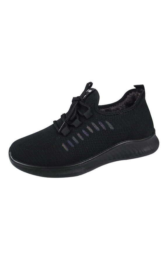 1 Pair Black Leisure Mesh Shoes Breathable Anti-slip for Women Running and Outdoor Activities