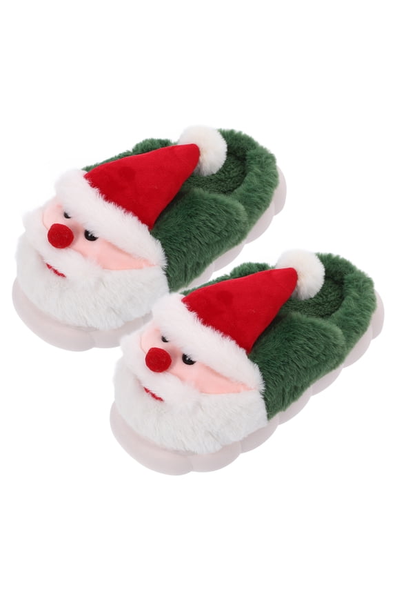 1 Pair Cozy Shoes With Santa Design For Indoor Use Cushioning Insulation Winter Style