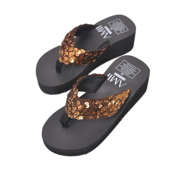 TAILTOSS 1 Pair Glitter Platform Sandals Clip Toe EVA Non-slip Wear-resistant Women Casual 9.6x3.9x1.8in