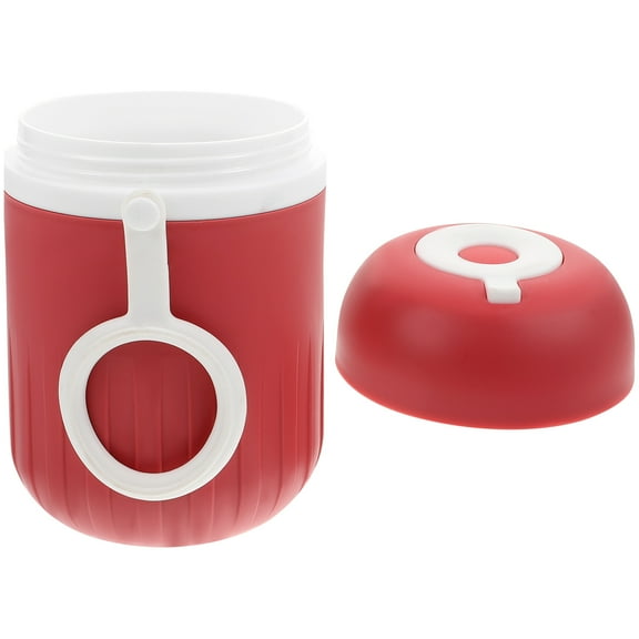 TAILTOSS 1 Set Breakfast Cereal Containers Red Round with Handle for Home and Office Use