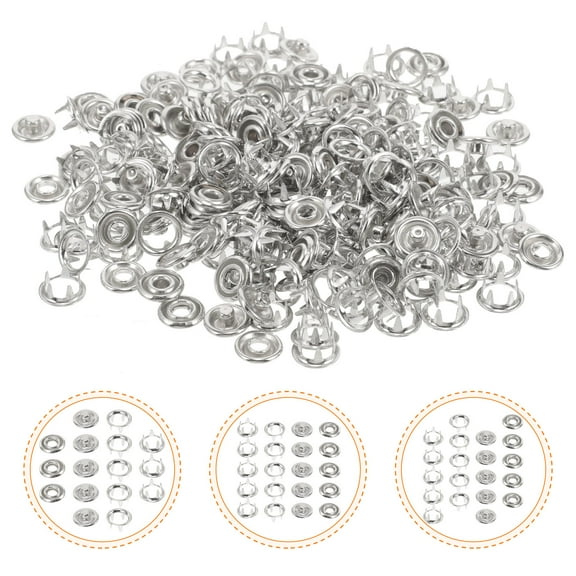 TAILTOSS 100Pcs Hollow Five Claw Buckles Silver Metal Snaps Fasteners For Home Repair Sewing Projects