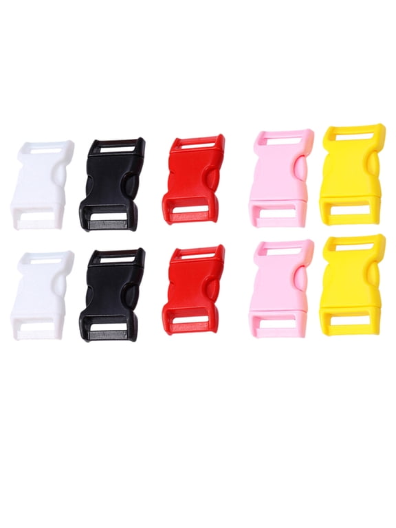 10Pcs Webbing Belt Buckle for Crafting Activities in White Red Yellow 4x2x0.6in
