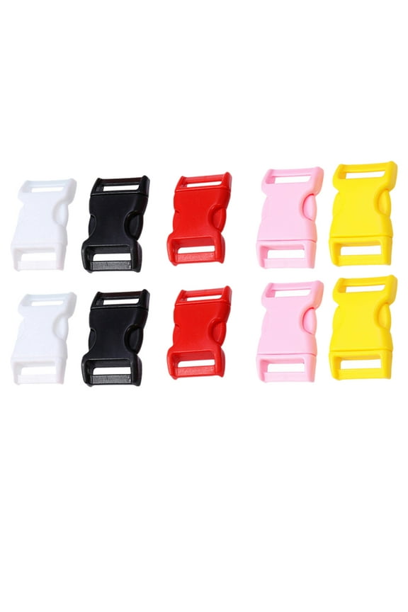 10Pcs Webbing Belt Buckle for Crafting Activities in White Red Yellow 4x2x0.6in