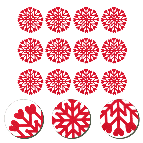 TAILTOSS 12Pcs Cup Mat Red Felt Snowflake Shaped Insulating for Home Decor and Christmas Party
