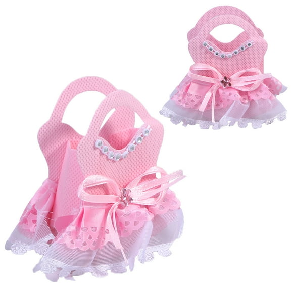 TAILTOSS 12Pcs Pink present Bags with Square Bottom for Wedding Party 3.7X2.8X0.6in Nonwoven Material