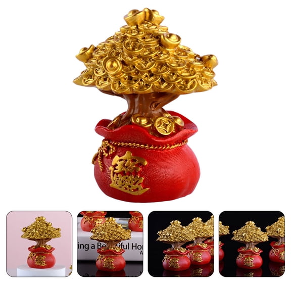 TAILTOSS 1PC Resin Fortune Tree Decoration Golden Delicate Design Birthday Celebration Home Decor Car Adornment