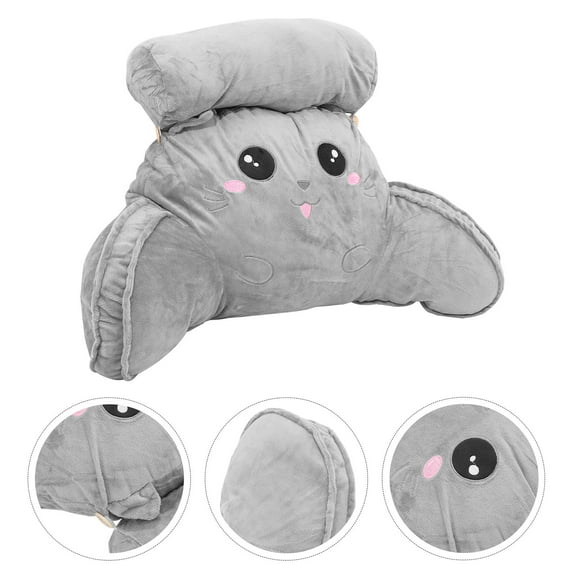 TAILTOSS 1Pack Adjustable Backrest Pillow Back Support for Bed Office Sofa Grey Plush PP Cotton 24.0X13.8X5.5In