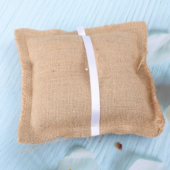 TAILTOSS 1Pack Beige Burlap Pillow Square Shape for Couples Wedding Decoration Rustic Theme