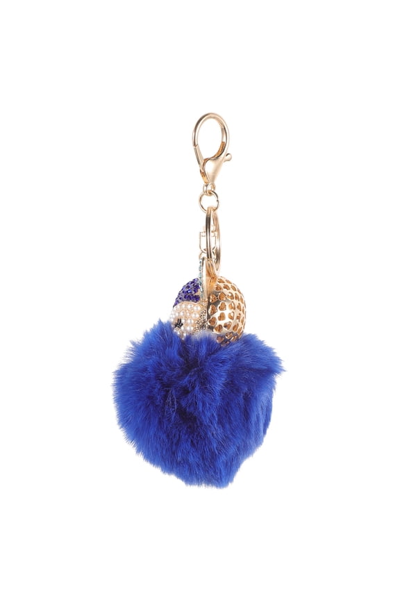 1Pack Cute Keychain with Pearls Rhinestones Inlay for Women Girls Bag Pendant Blue 5.5x3.1x3.1in