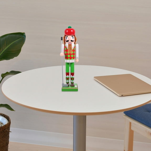 TAILTOSS Wooden Christmas Nutcracker Ornament 37cm Green Sports Theme