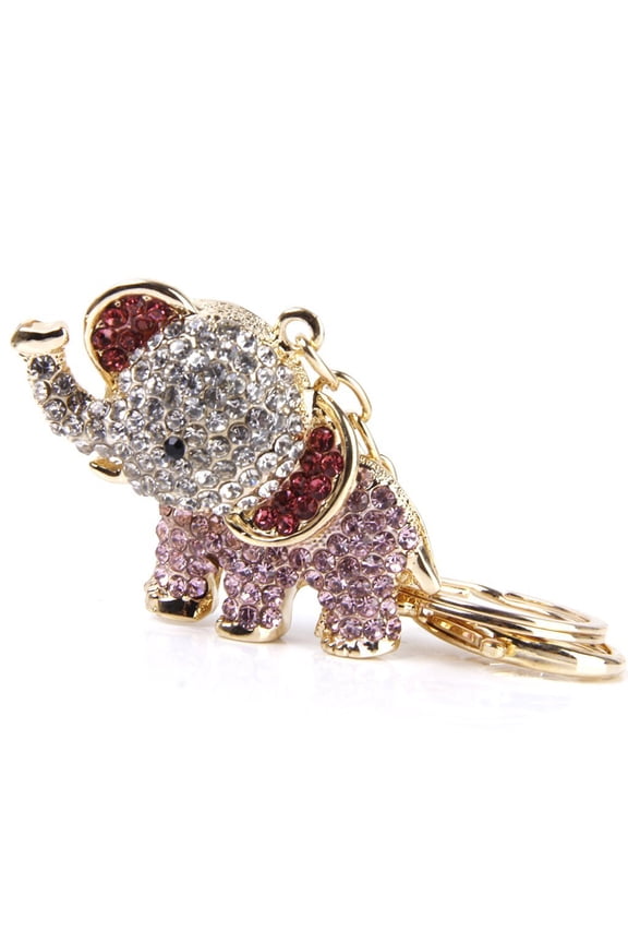 1Pack Pink Rhinestone Elephant Keychain Everyday Use
