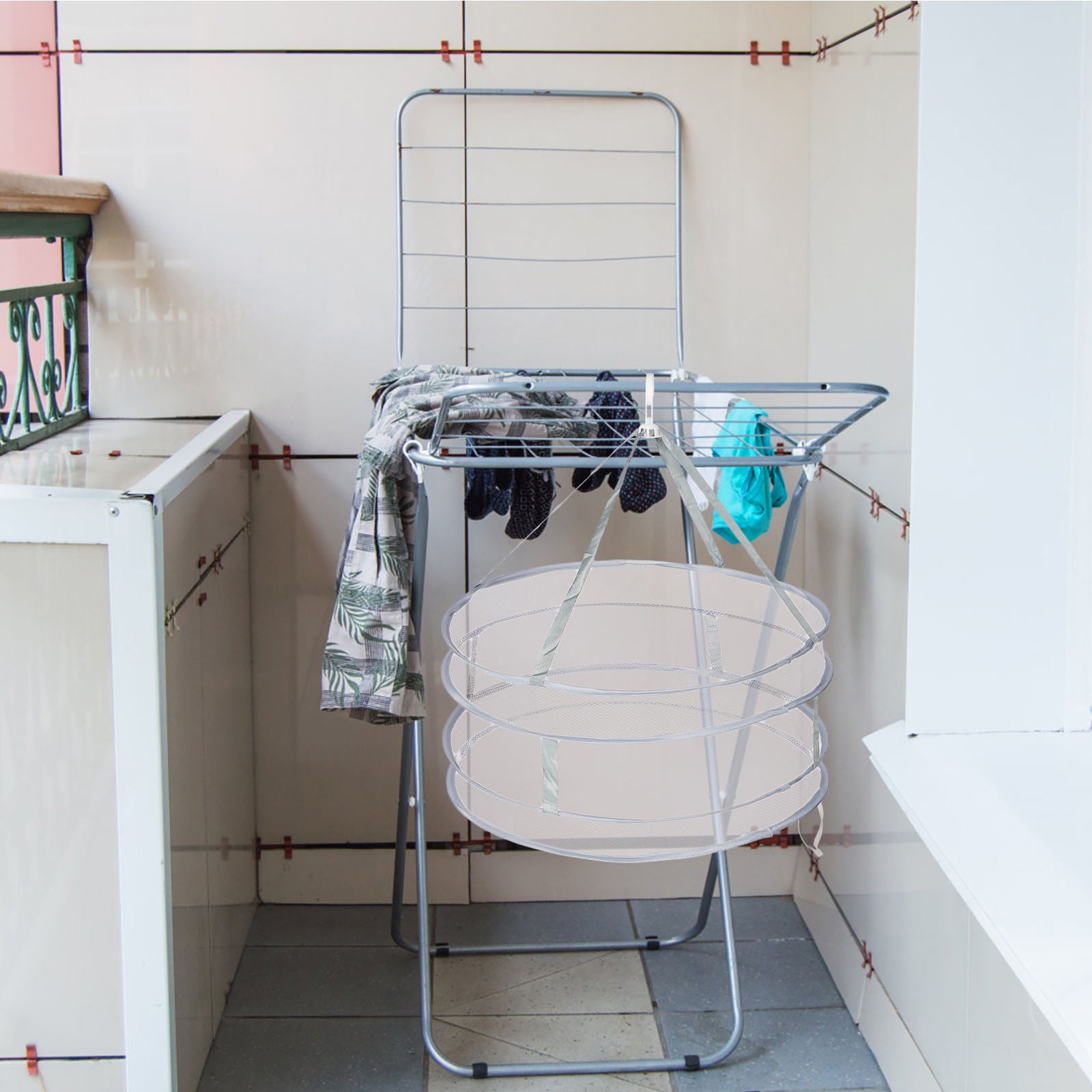 TAILTOSS 1Pack Portable Folding Drying Rack Laundry Hangers Mesh Basket ...