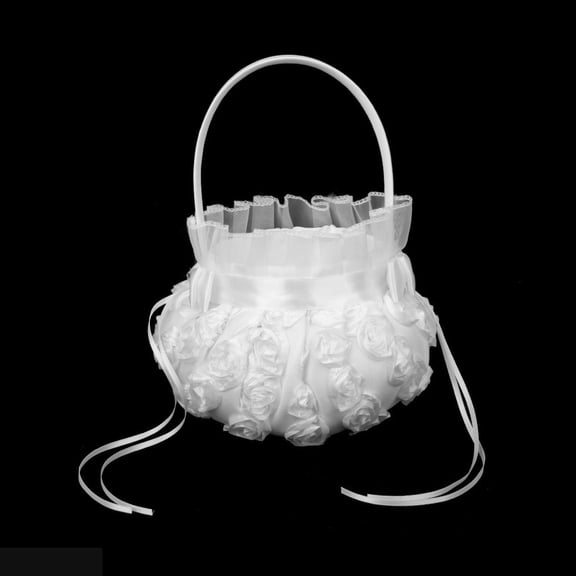 TAILTOSS 1Pack Western Wedding Flower Girl Basket White Satin Pvc Board 22X16X16In For Wedding Ceremony
