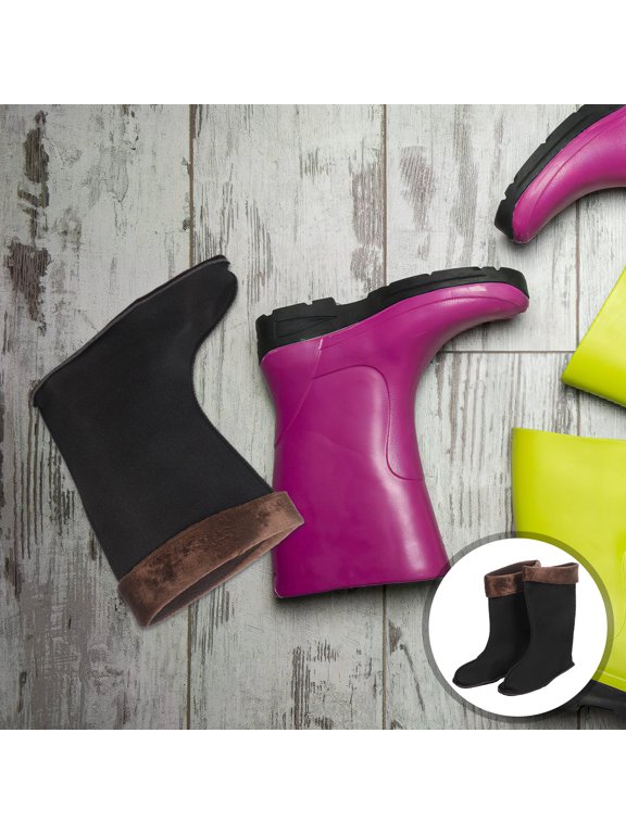 Comfortable Fleece Boot Liners Black Insulated Inserts for Rain Boots
