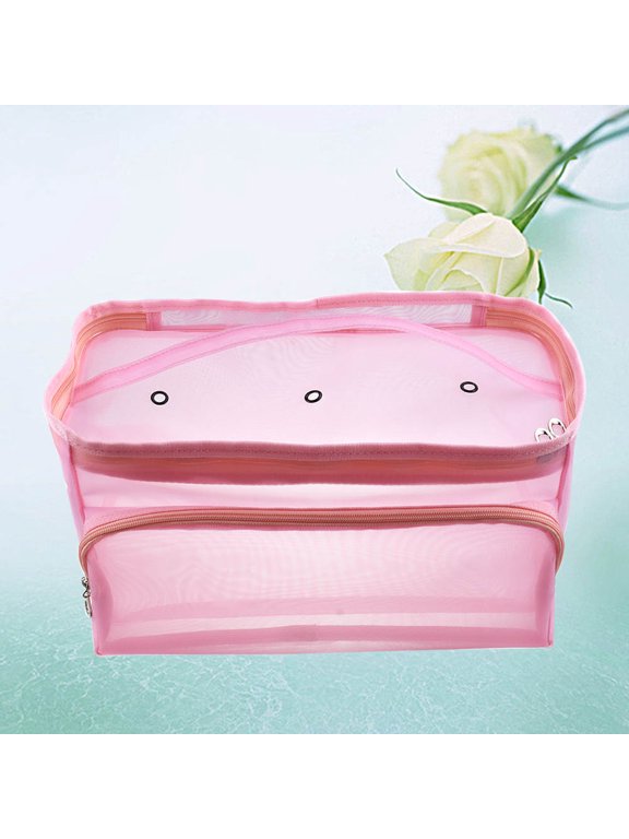 Pink Mesh Tote for Storing Woolen Line Durable and Foldable Design