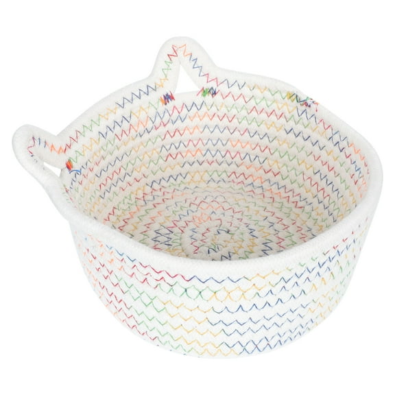 TAILTOSS 1Pc Woven Basket Decorative Storage Bins Cotton Rope Modern Style for Living Room Bedroom Kitchen 8.3x8.3in