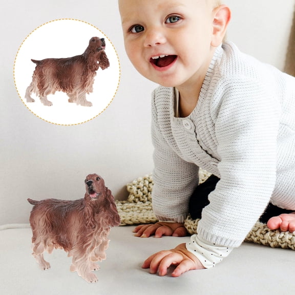 TAILTOSS Lifelike Simulation Dog Shaped Model Animal Figure Brown Plastic 1Set 5.5x4.7x1.8in