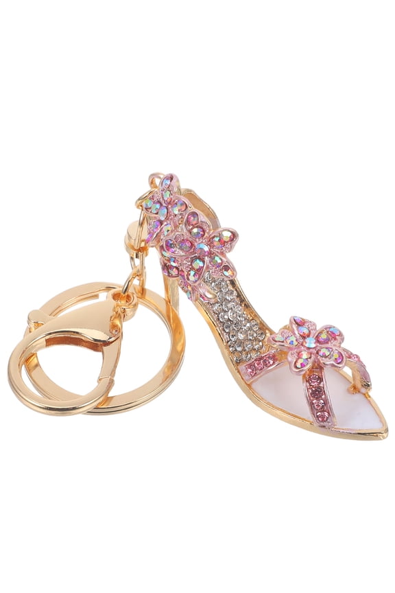 1Pcs High Heel Key Ring Pink Zinc Alloy Rhinestone Key Pendant For Women Everyday Use 1.26X0.16X0.79In