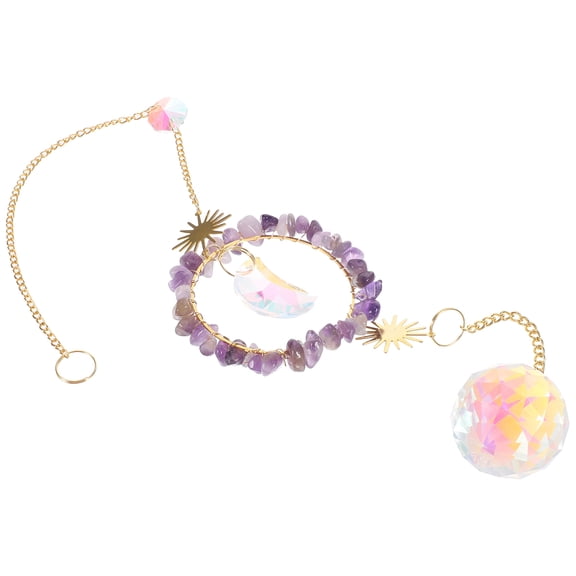 TAILTOSS 1Pcs Purple Crystal Sun Catcher for Christmas and Birthday with Moon Shape